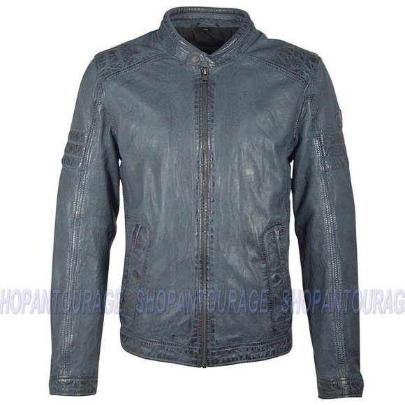 Cave Blue Men`s Long Sleeve Genuine Leather Jacket By Mauritius. - Picture 1 of 6